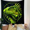 "Neon Green Iguana Design on Black" Patterned Tapestry Decorative Wall Hanging, Home Bedroom Living Room Decor