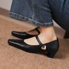 Krazing Pot Микрофибра Квадратный носок Толстый средний каблук Весенне-летняя обувь Большой размер 43 лаконичный стиль Женские туфли-лодочки для офиса