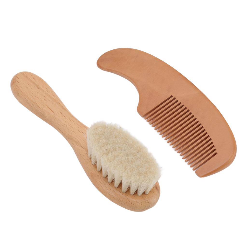 Baby Brush and Comb Set Multifunction Composite Wood and Wool Baby Hair Brush for Men Hair Style Baby Bath