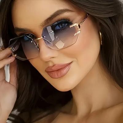 Новинка Женские Безободковые Солнцезащитные Очки Модные Трендовые Очки Солнцезащитные Очки Люкс Женские Lunette Soleil Femme