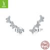 S925 Sterling Silver Platinum Plated Butterfly Splicing Stud Earrings, Simple Temperament Sterling Silver Stud Earrings
