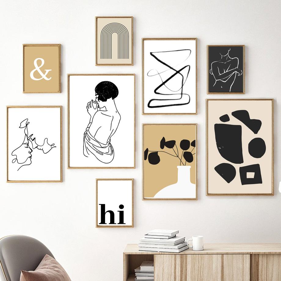 Современный минималистичный стиль, абстрактный однолинейный плакат на скандинавскую тему, галерея, настенный художественный принт, холст, картина, Декор, фотографии для гостиной