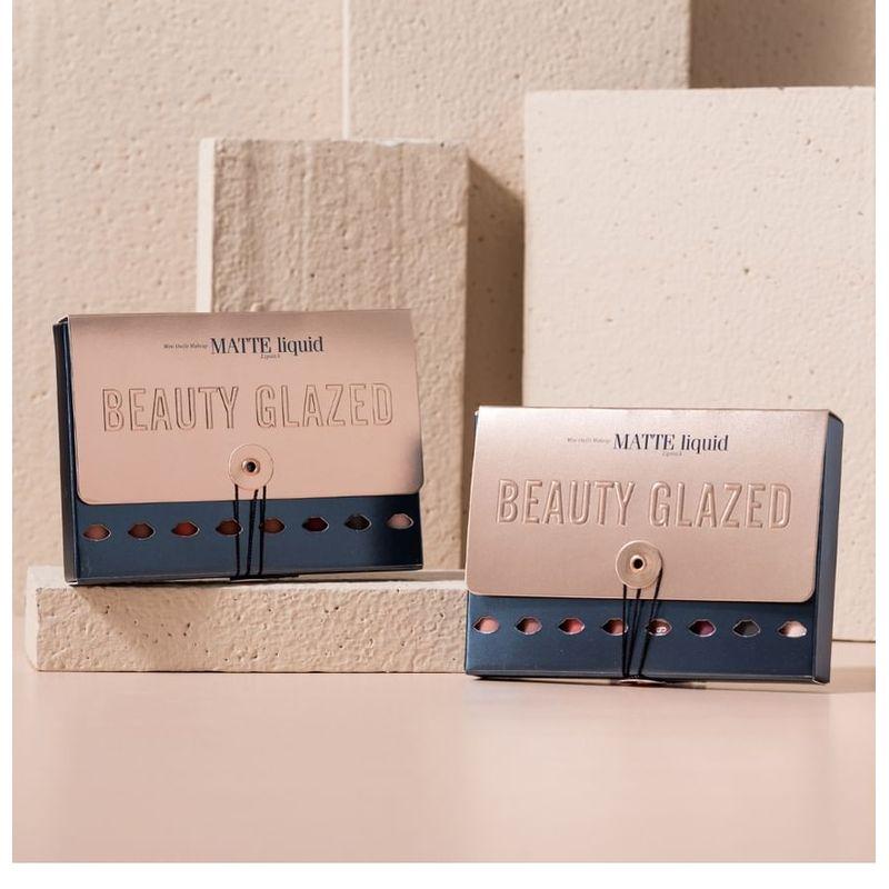 BEAUTY GLAZED - Набор из 8 штук: Матовая жидкая помада + Масло для губ + Бальзам для губ