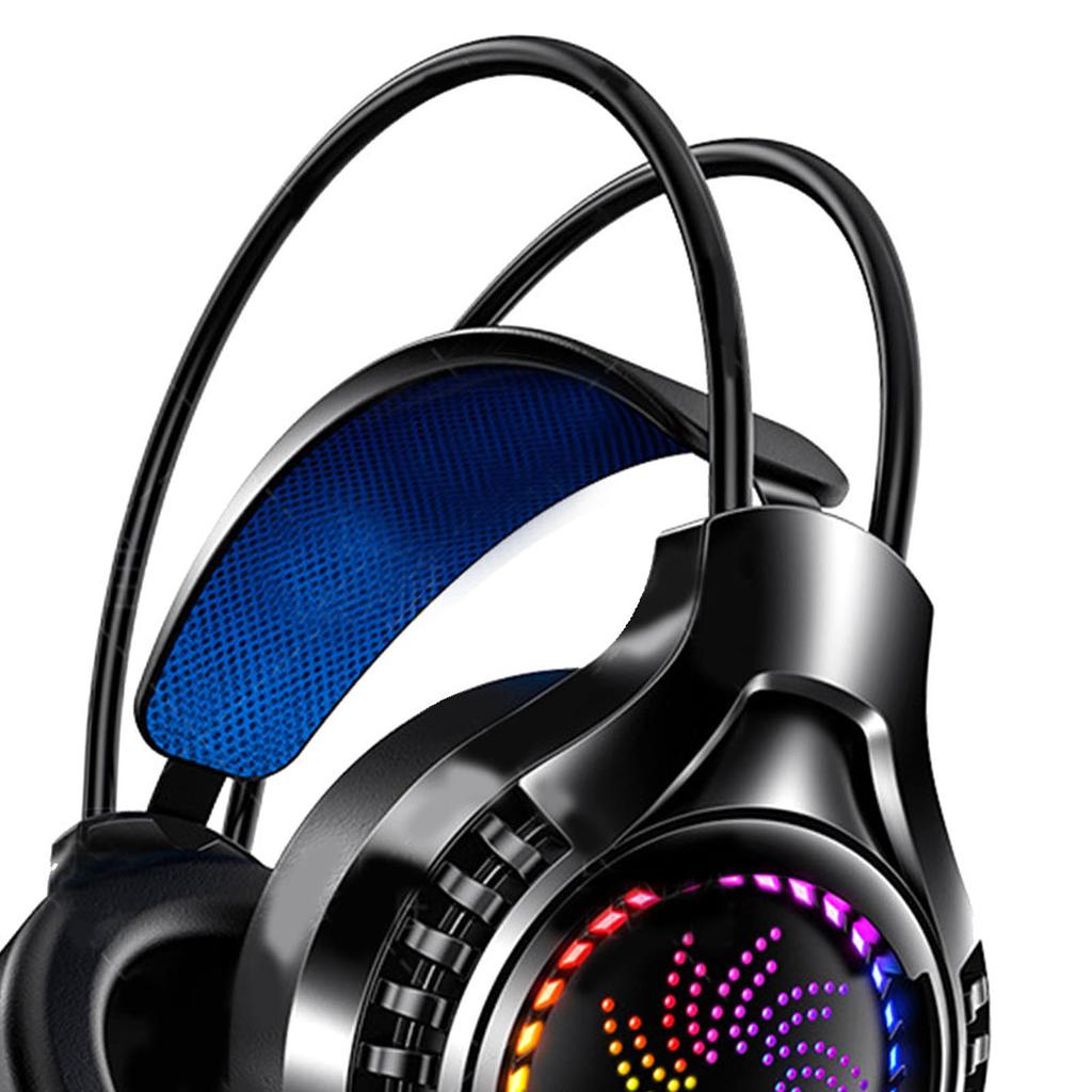 Проводная компьютерная гарнитура 7.1-канальный звук Регулируемое оголовье Мягкие амбушюры Двойной 3,5 мм и USB RGB Компьютерная игровая