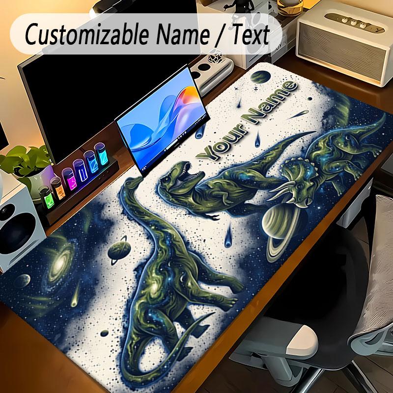 Dinosaur Theme Personalized Mouse Pad Custom Name Text Non Slip Desk Pad For Laptop Office Desktop