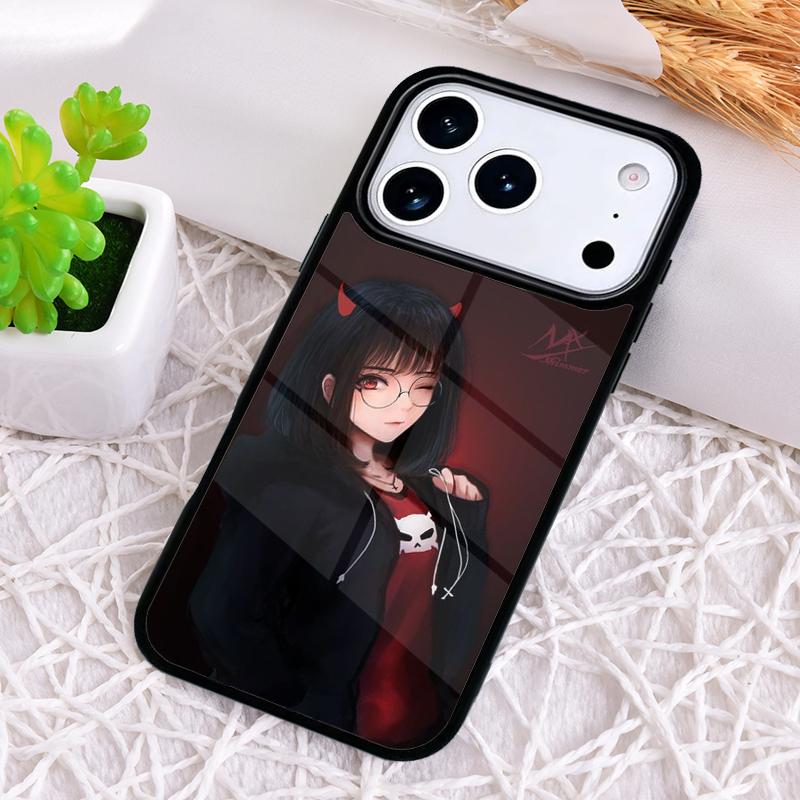 Чехол для телефона с изображением аниме-девушки в маске для iPhone 17 Air 16 15 11 12 14 13 Pro Max Ударопрочный чехол
