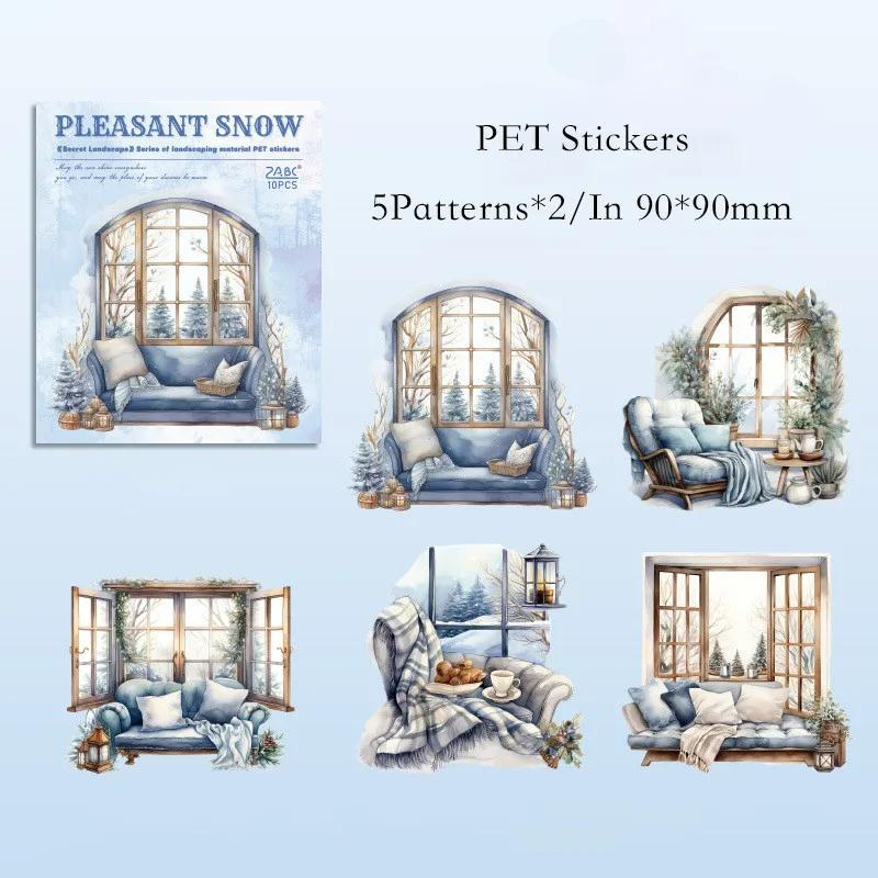 10 шт./упак. Цветочные наклейки на окна из ПЭТ-пластика, светящиеся ракушки, сделай сам, скрапбукинг, коллаж, канцелярские принадлежности, эстетика, наклейки для декора