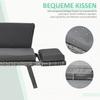 Poly Rattan Garden Sofa 2-Seater Garden Furniture Lounge Sofa Garden Bench Garden Lounger Foldable Armrests Steel Grey 129 x 63 x 67 cm