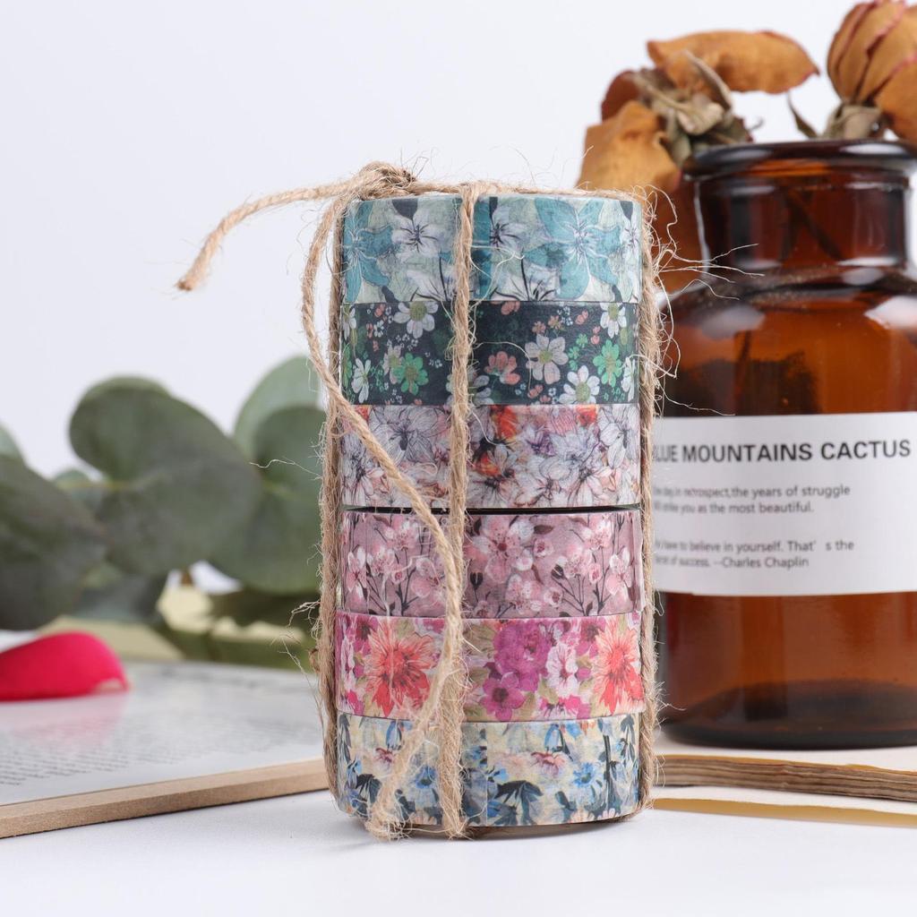 24pcs Blooming Flower Washi Tape Set 15mm Floral Adhesive Masking Tapes Decoration Stickers Home DIY Art Album Supplies