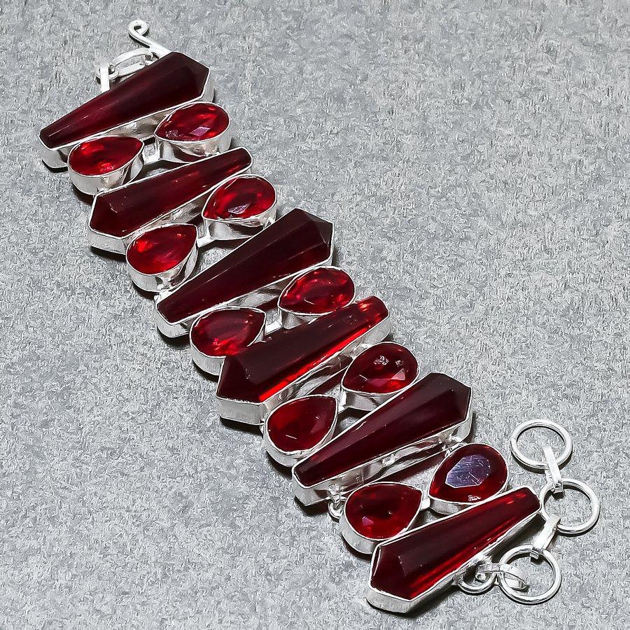 Mozambique Garnet Gemstone Bracelet Awesome Adjustable Link Handmade Jewelry 9"