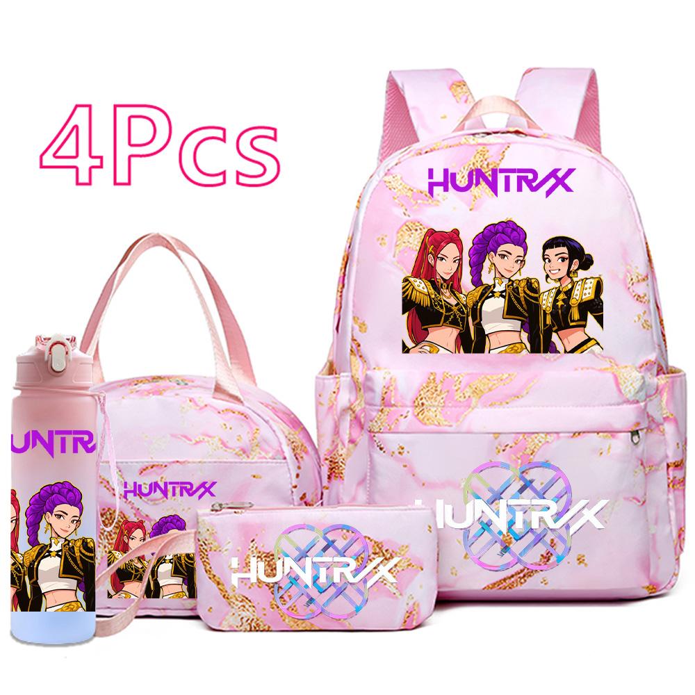 4 шт./компл. Рюкзак с принтом K-pop, сумка, пенал с бутылкой для воды 750 мл для подростка, мальчика, девочки, школьный рюкзак большой вместимости, сумка для книг, детский подарок, Mochila