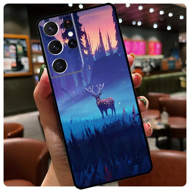Starry Sky Deer Phone Case For Samsung Galaxy S25 S24 S23 S22 S21 S20 Ultra S9 S10 Plus S25 FE S24 FE Cover