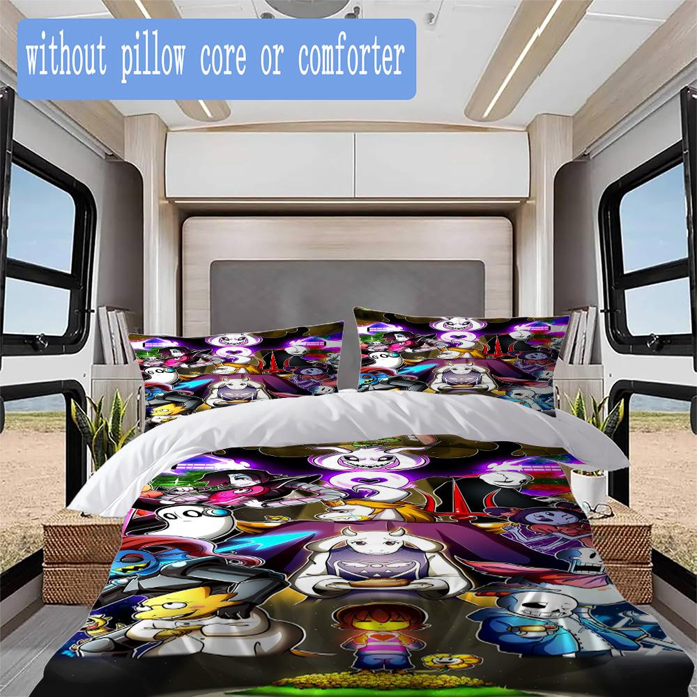 Undertale Pattern Bedding,Quilt Set Quilt Cover Pillowcase Home Birthday Gift (1*duvet cover+2*pillowcase,without core)NSJT0928254