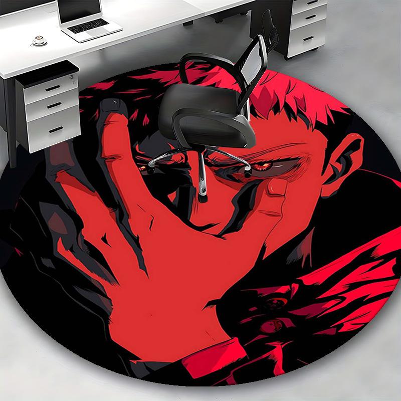 1 шт. Ковер круглый Jujutsu Kaisen Сатору Годжо - Коврик для стула с дизайном из аниме-мультфильма, Нескользящий ковер для офиса, Домашний декор, Гостиной