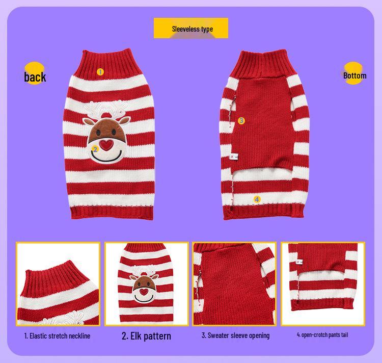 Осенне-зимний рождественский свитер для собаки с высоким воротом - Теплый трикотаж для питомцев