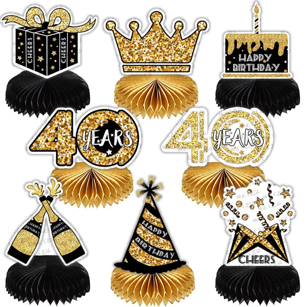 8 Pcs/set Paper Birthday Party  Honeycomb  Ball  Decoration 18/40/50/60-year-old Desktop Gifts Decoration Photo Favor Booth Props