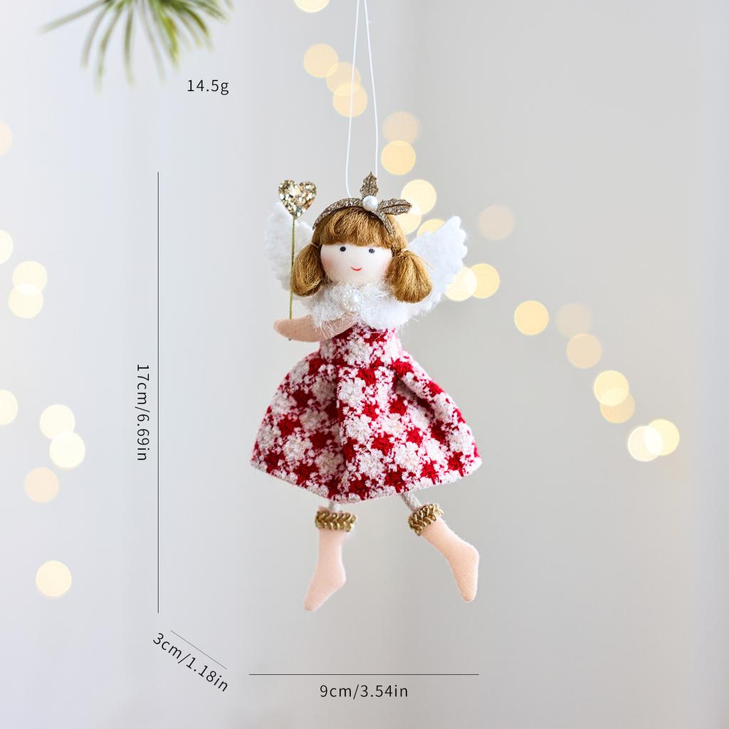 Sitting Elf Doll Angel Pendant Cute Little Girl Christmas Tree Ornaments Hanging Decorations Kids Children Day Gift