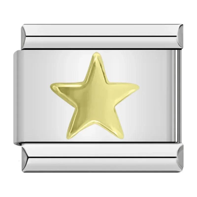 9mm Width Original Daisy Heart Flower Butterfly Cross Green Italian Charm Bracelet Stainless Steel Jewelry Making DJ001