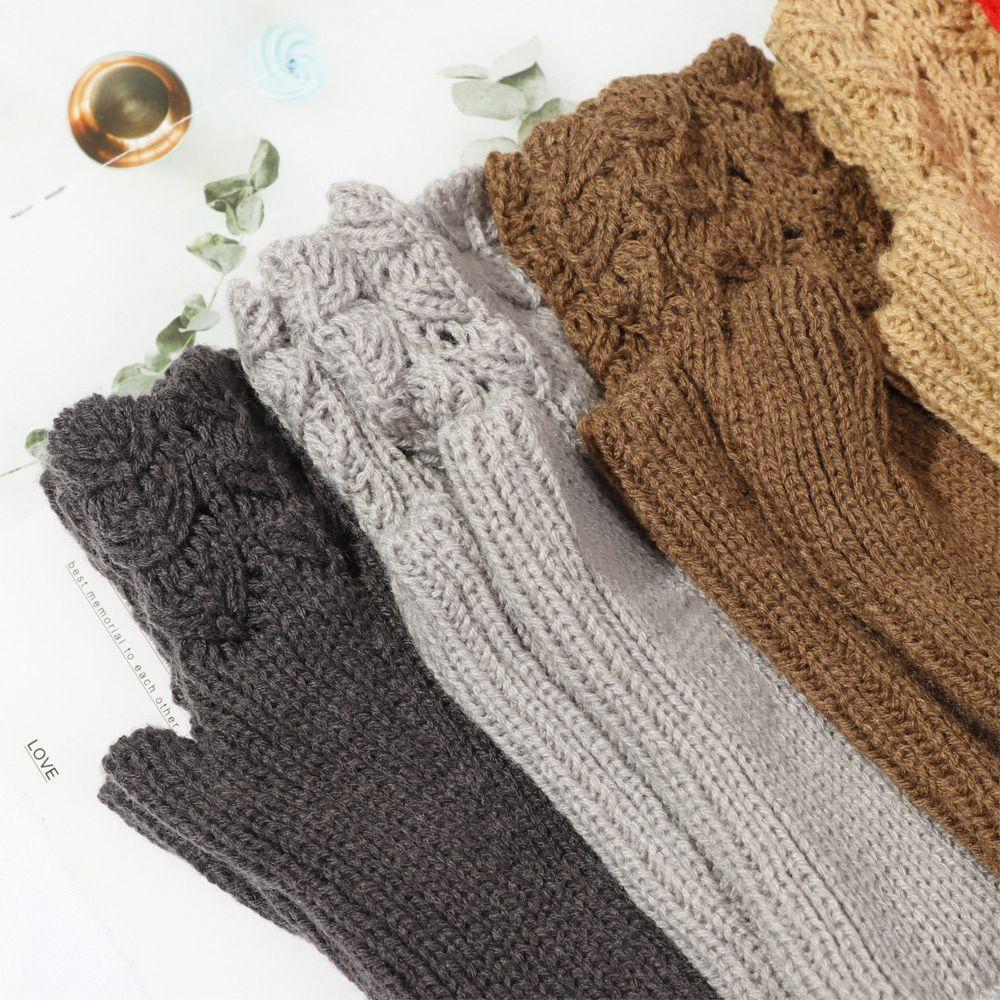 Зимние эластичные мягкие митенки без пальцев, вязаные перчатки, толстые теплые гетры