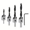 4pcs Three Pointed Woodworking Counterbore Drill 3-10mm Reaming Drill Screw Chamfering Drill Bit Hole Opener Tool Set
