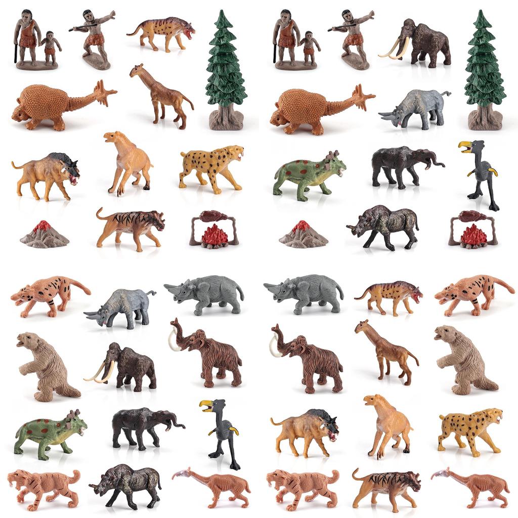 Аутентичные пластиковые доисторические животные и примитивные люди, декоративные игрушки для детей
