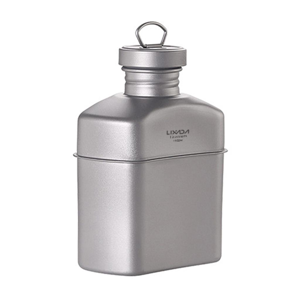 Lixada Титановая бутылка для воды Сверхлегкий чайник Питьевая бутылка с камуфляжной сумкой На открытом воздухе