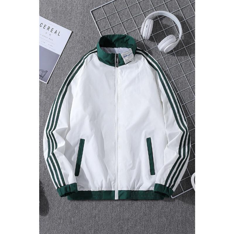 Спортивная куртка для студентов на весну и осень, свободная куртка, мужской кардиган с воротником-стойкой и тремя полосками, спортивный топ