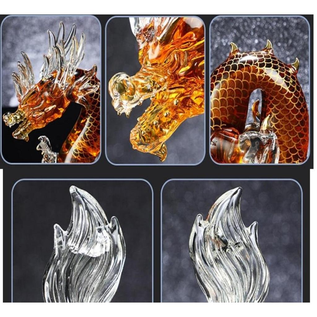 Dragon Shaped Chinese Zodiac Whiskey Decanter Glass Alcohol Bottle for Liquor Scotch Bourbon Gifts for Men Him 1000ML