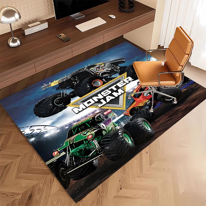 1pc Monster Jam Print Area Rug - Soft, Washable Non-Slip Indoor Mat, Living Room, Home Office Decorative Rug,Office Decorative