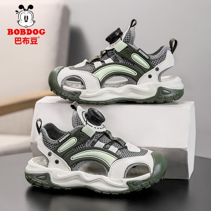 Babudou children's shoes, boys' closed-toe sandals, new summer style, non-slip, anti-kick, children's beach shoes with rotating buckle