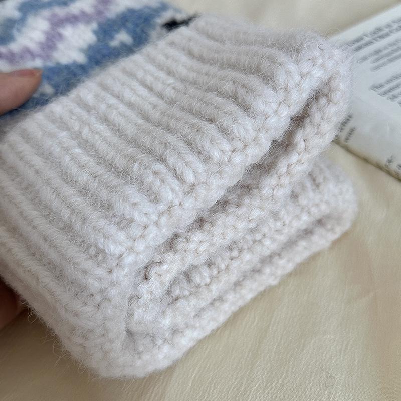 Женская вязаная шерстяная зимняя шапка Luochi в стиле Fair Isle - Ретро, теплая, стройнящая лицо, мешковатый дизайн
