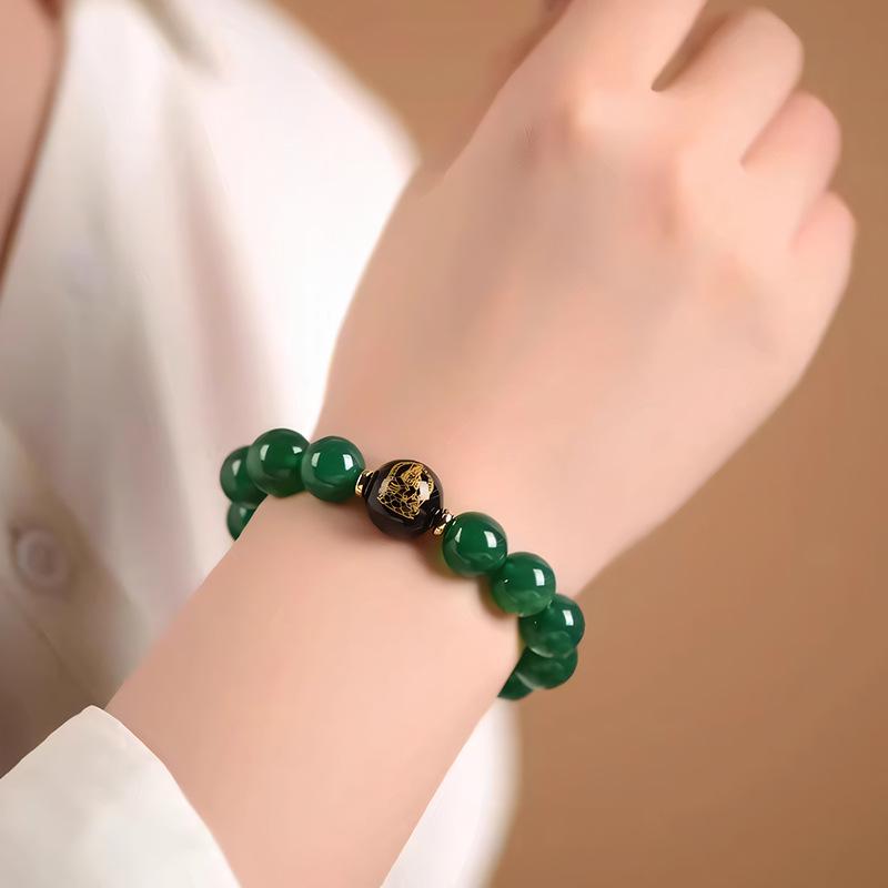 Натуральный зеленый агат Браслет Зодиакальный Будда-хранитель с бусинами удачи