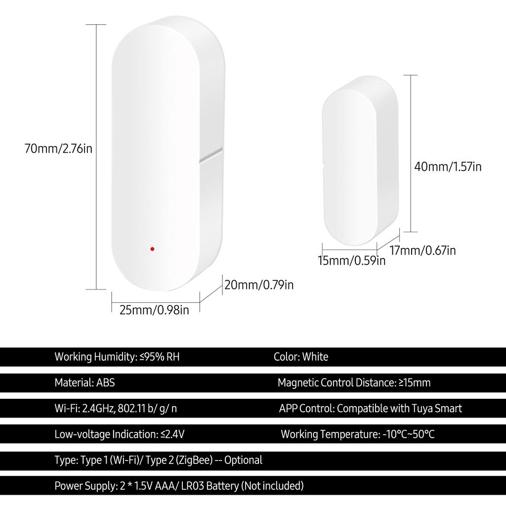 Wi-Fi умный датчик двери, окна, сигнализация, магнитная система домашней безопасности, оповещение об открытии двери, приложение, дистанционное управление
