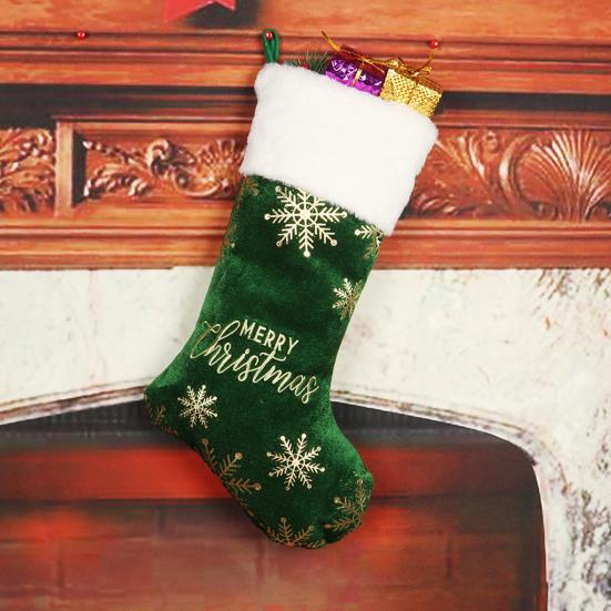 Christmas Stocking 19" Large Xmas Stocking with Plush Faux Fur Cuff for Stairs Fireplace Hanging Holiday Home Decor
