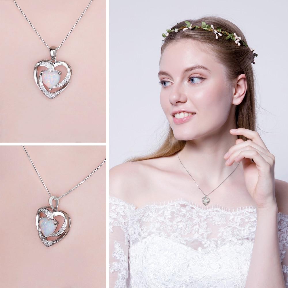 Jewelrypalace Heart Love Created Opal кулон ожерелье драгоценный камень 925 стерлингового серебра кулон для женщин модные ювелирные изделия без цепочки