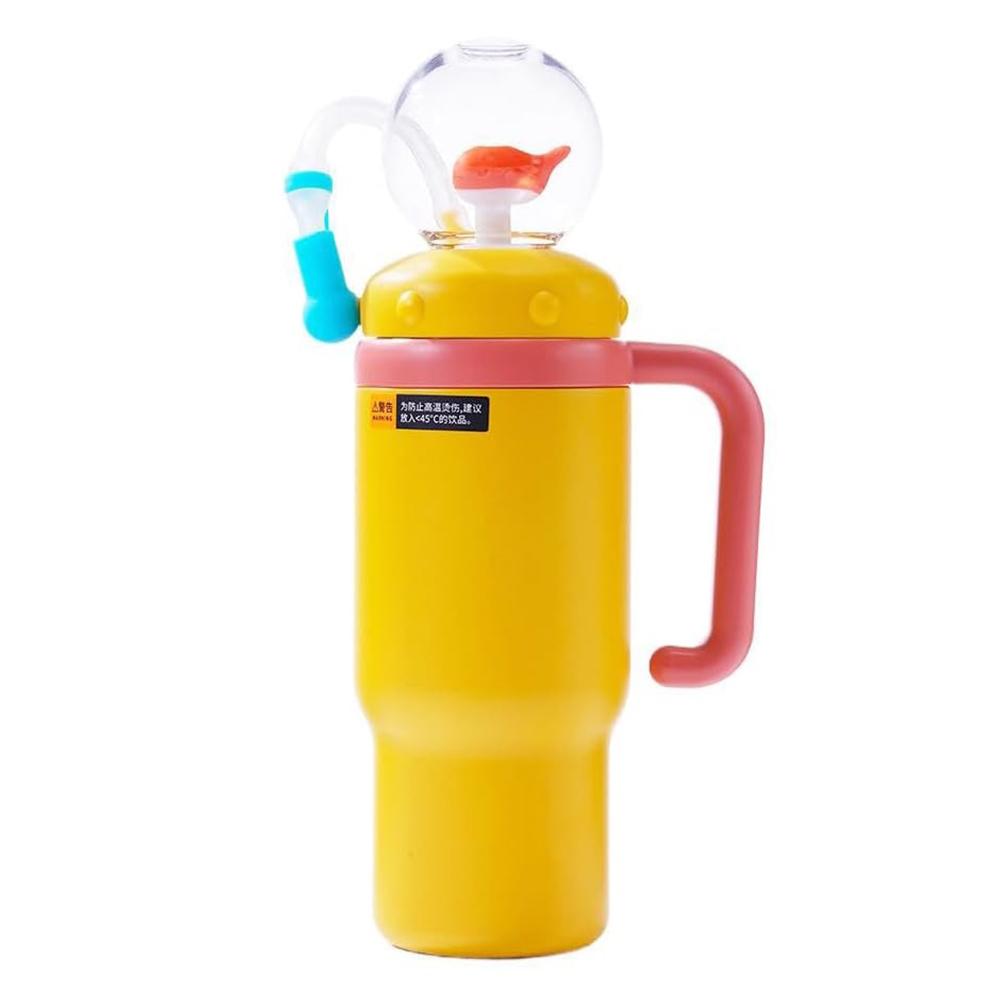 1PC Whale Design Insulated Water Bottle 24oz Stainless Steel Safety Tumbler with Straw Lid Leakproof for Kids Teens Adults