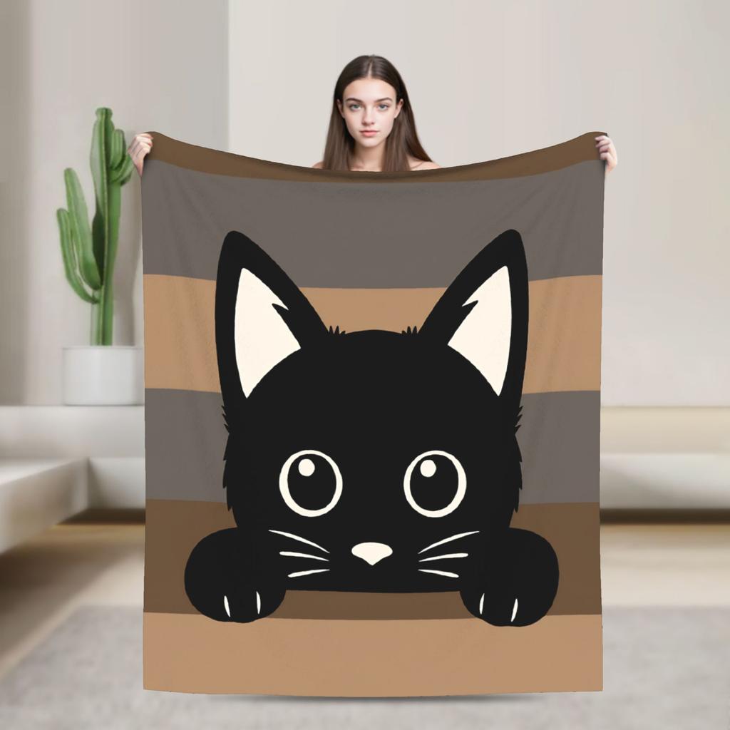 Whimsical Reading Cat Plush Blanket Girls Boys  Flannel Throw Blanket For Living Room Warm Soft Custom Quality Bedspread Gift