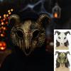 Antelope Halloween Bloody Skull Mask PU Leather Goat Horn Mask Creative Halloween Mask  Women Men