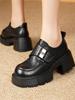 Женские лоферы на платформе Мэри Джейн 2025 осень и зима новые маленькие кожаные туфли в британском стиле с увеличением роста теплые шерстяные хлопковые туфли