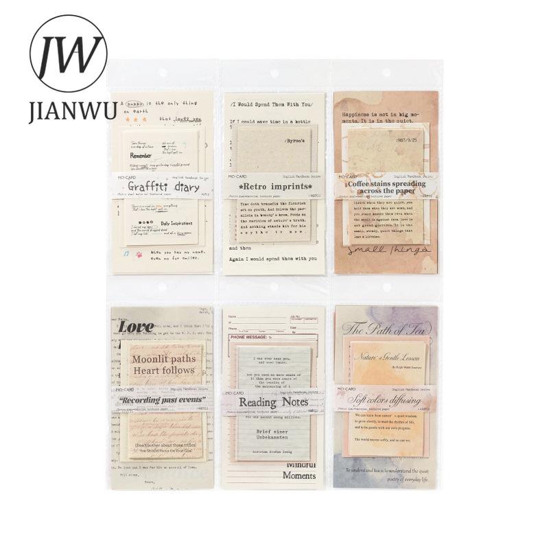 JIANWU English Handbooks Series Vintage Words Landscape Collage Scrapbooking Material Paper Creative DIY Junk Journal Stationery