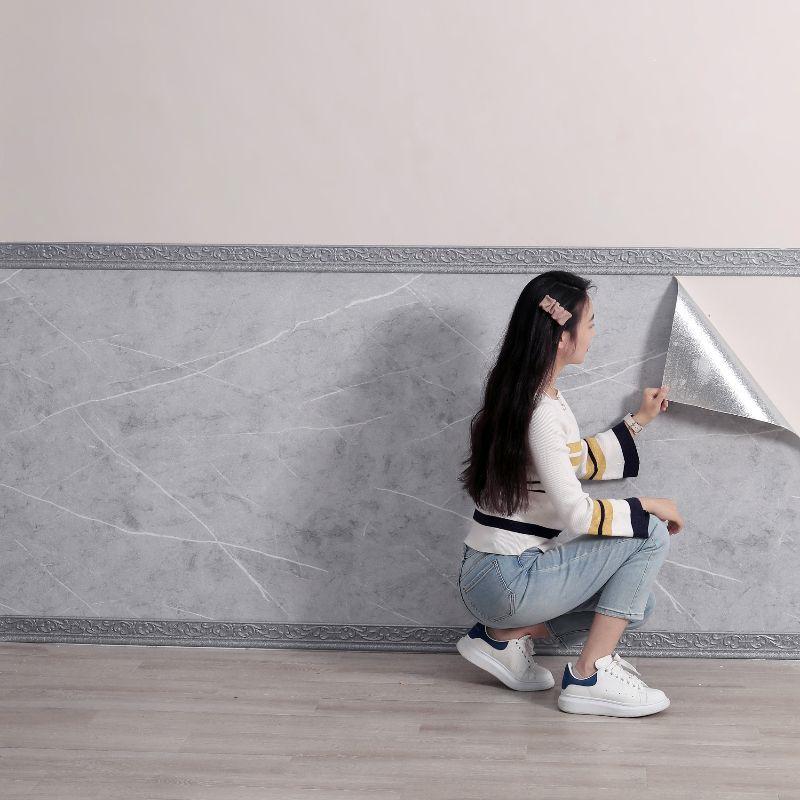 Self-Adhesive 3D Waterproof Cement Wall Sticker: Anti-Collision, Moisture-Proof, Skirting Board Decor for Rough Walls.