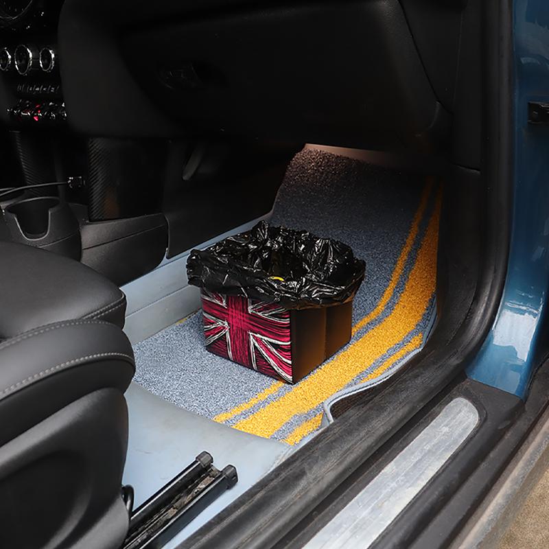 1PC Color Leather Car Trash Can Organizer Interior Rubbish Holder For Mini All Models Foldable Storage Box Car Accessories