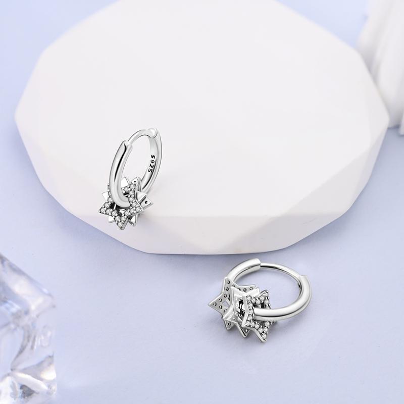 925 Sterling Silver Sparkling Star Drop Earrings Women Zirconium Drop Earring For Anniversary Wedding Jewelry GiftsGood product