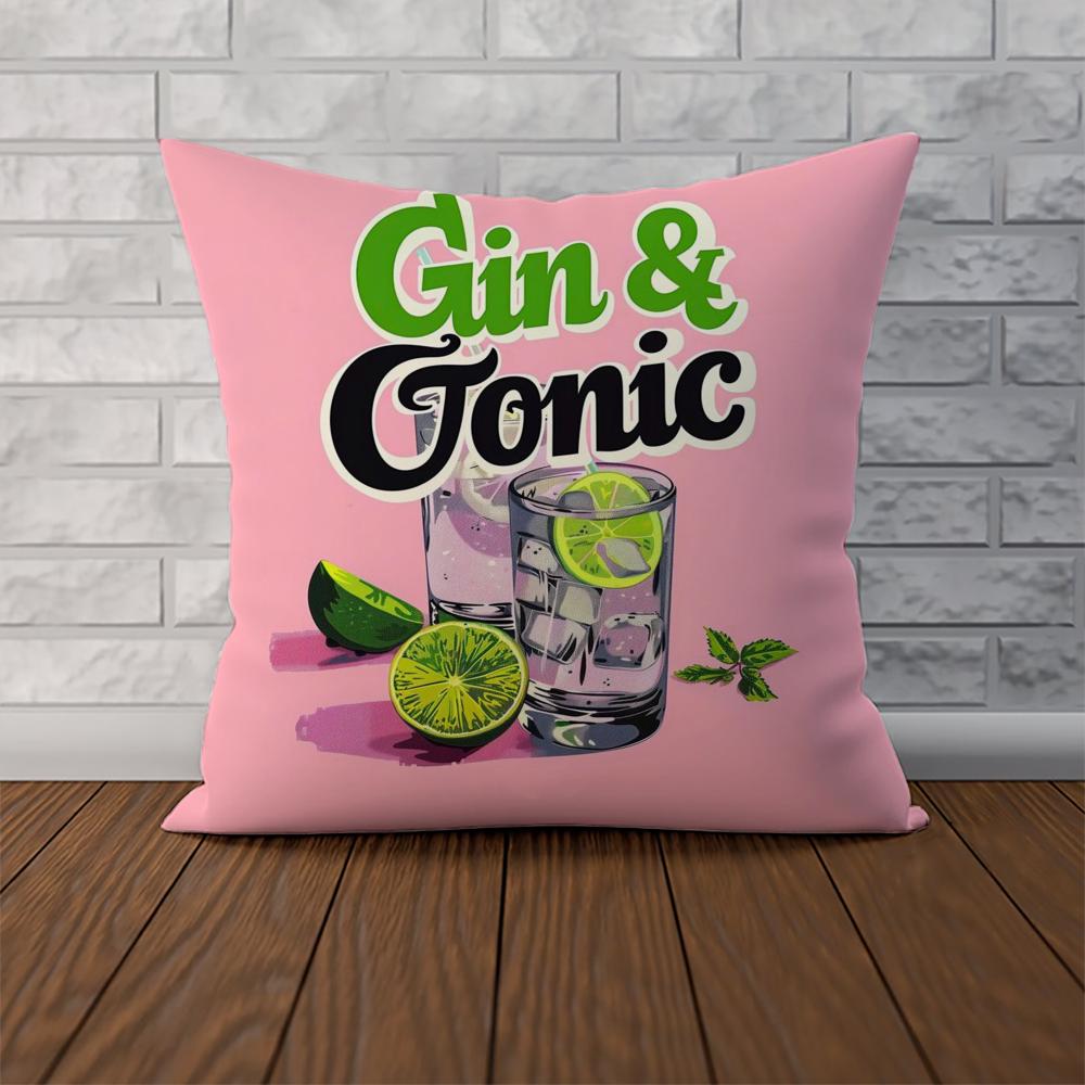 Gin Tonic Cocktail Painting Pillow Case For Car Sofa Decorative Home Doublesided Print Plush Square Throw Pillow Cushion Cove