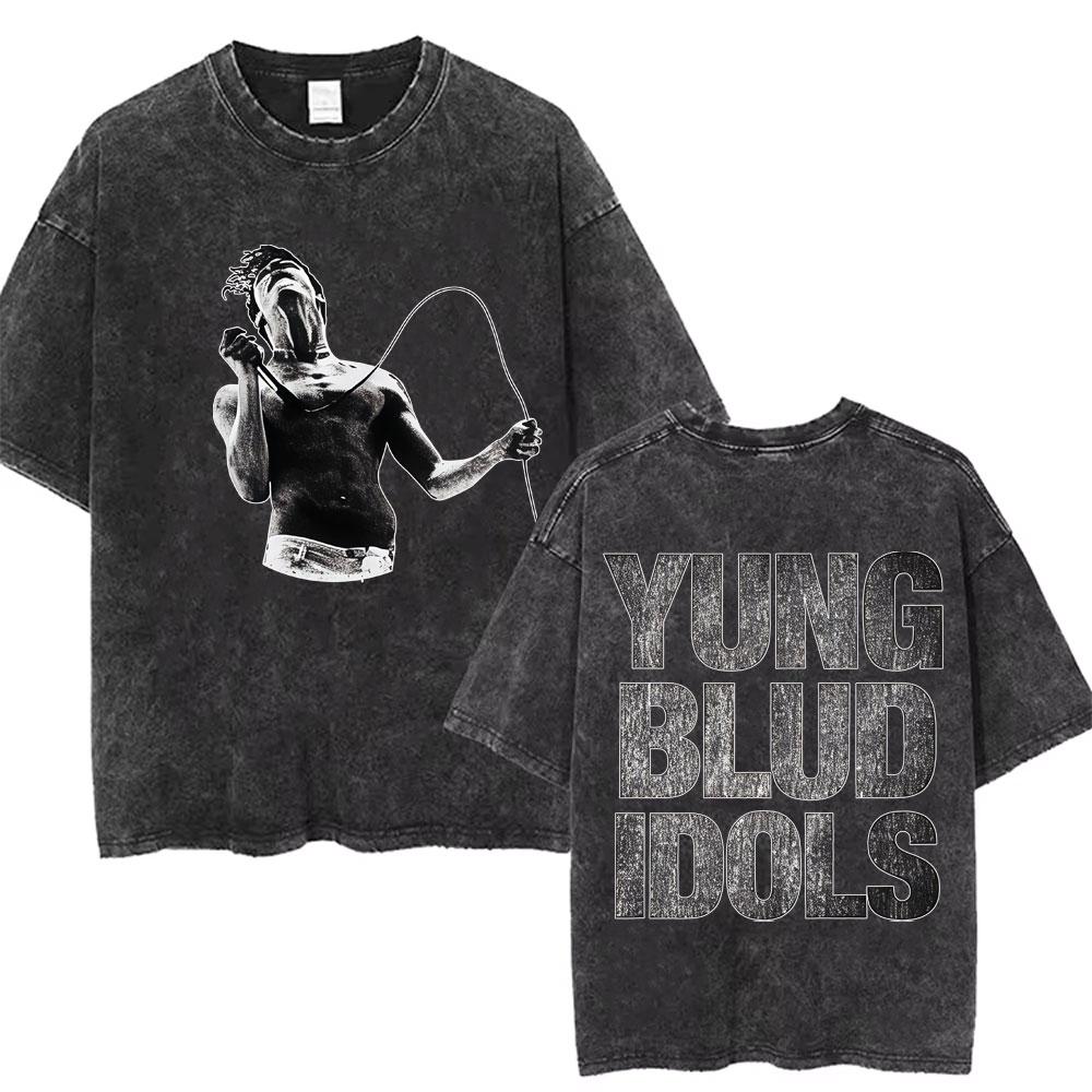 Washed Vintage Rock Singer Yungblud Tour Tshirt Men Women Retro Fashion T Shirt Male Casual Oversized Tshirts Streetwear