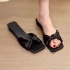 Summer Women's Slippers Elegant Square Toe Low Heels Women Slideshow Women Outdoor Party Dress Slippers