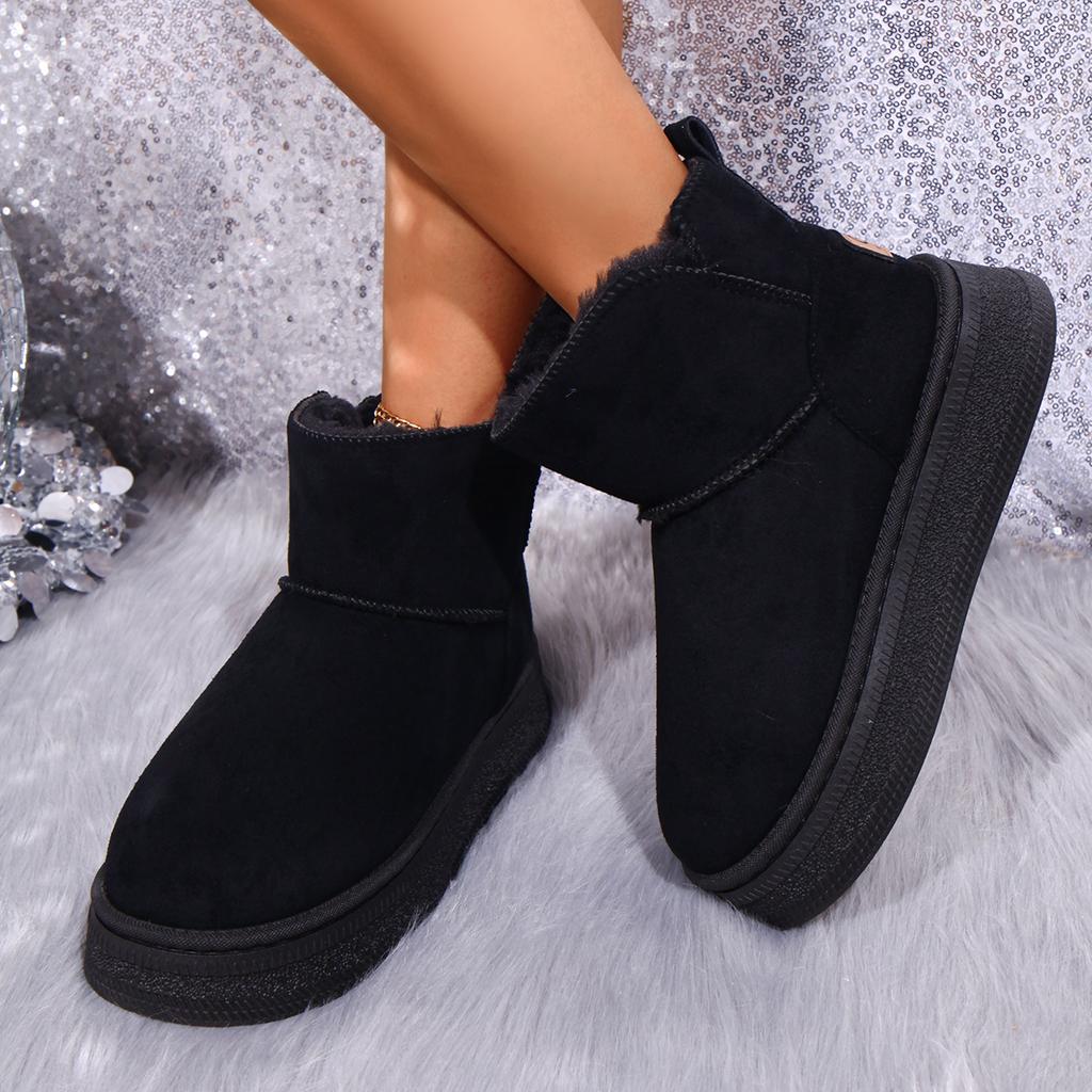Модные женские ботинки Дизайнерские повседневные туфли на плоской подошве Женские 2025 Новые Ретро Плюшевые Толстые Теплые Снежные Ботинки Зимние Роскошный Бренд Женские Ботильоны