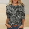 Round Neck 3D Flower Butterfly Geometric Patterns Printed Top Fashionable Casual Long Sleeved Women's T-shirts