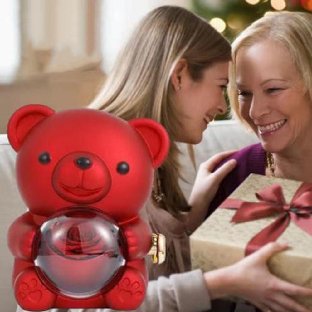 Cute Rotating Hugging Bear Jewelry Box Romantic Rose Bear Gifts Box  Birthday Gift