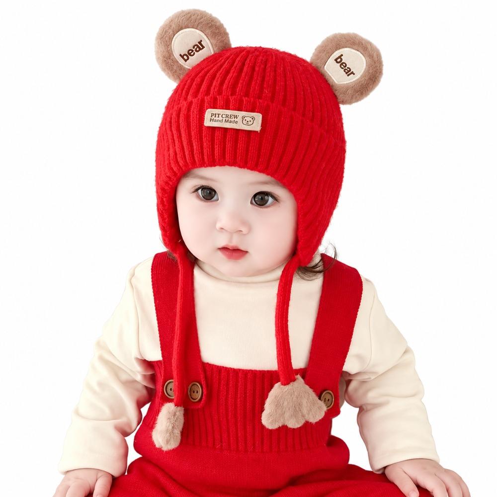 Bear Ear Infant Earflap Beanie Cotton Kids Knitted Cap Gifts Baby Bear Hat Toddlers